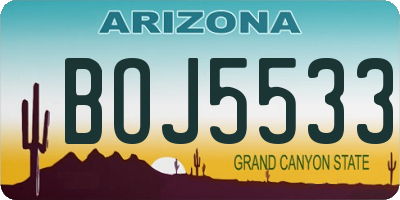 AZ license plate BOJ5533