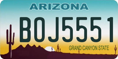 AZ license plate BOJ5551