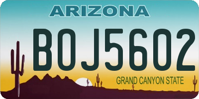 AZ license plate BOJ5602