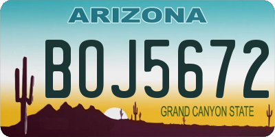 AZ license plate BOJ5672