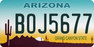 AZ license plate BOJ5677