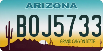 AZ license plate BOJ5733