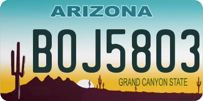 AZ license plate BOJ5803