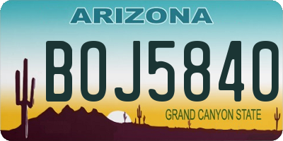 AZ license plate BOJ5840