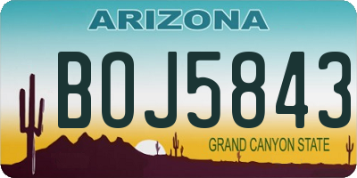 AZ license plate BOJ5843