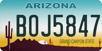 AZ license plate BOJ5847