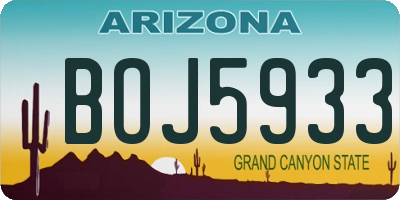 AZ license plate BOJ5933