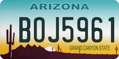 AZ license plate BOJ5961