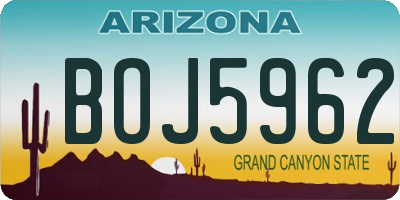 AZ license plate BOJ5962