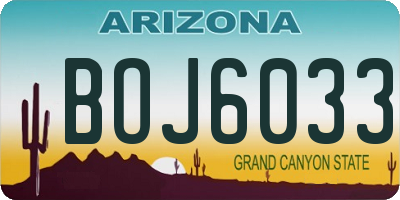 AZ license plate BOJ6033