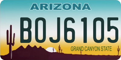 AZ license plate BOJ6105