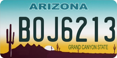 AZ license plate BOJ6213