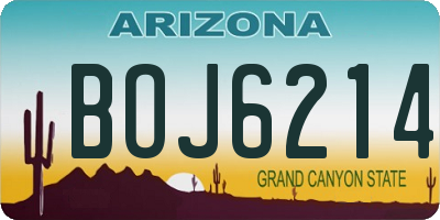 AZ license plate BOJ6214