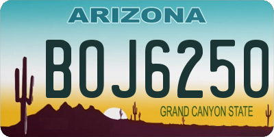 AZ license plate BOJ6250
