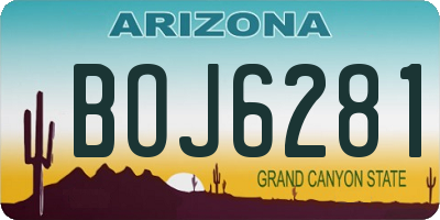 AZ license plate BOJ6281