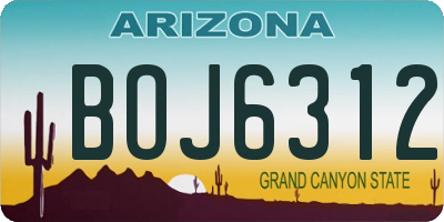 AZ license plate BOJ6312
