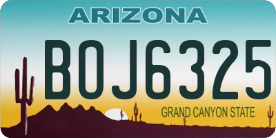AZ license plate BOJ6325