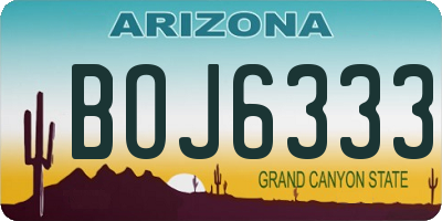 AZ license plate BOJ6333