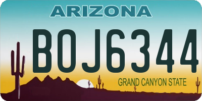 AZ license plate BOJ6344