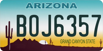 AZ license plate BOJ6357