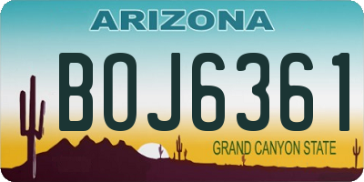 AZ license plate BOJ6361