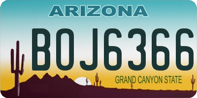 AZ license plate BOJ6366