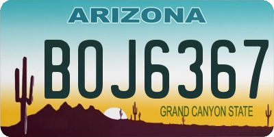 AZ license plate BOJ6367