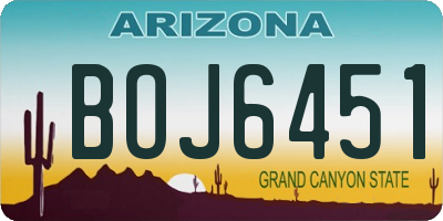 AZ license plate BOJ6451
