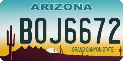 AZ license plate BOJ6672