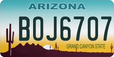AZ license plate BOJ6707
