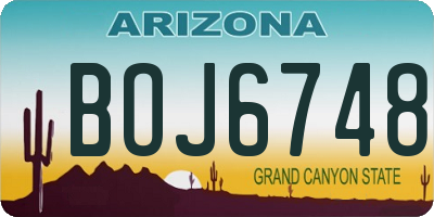 AZ license plate BOJ6748
