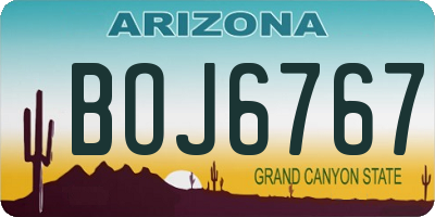 AZ license plate BOJ6767