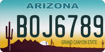 AZ license plate BOJ6789