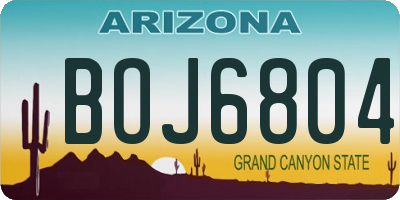 AZ license plate BOJ6804
