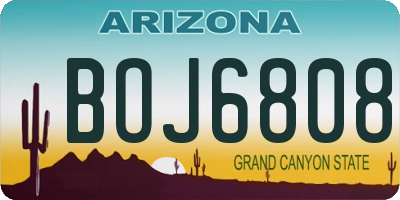 AZ license plate BOJ6808