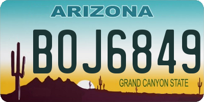 AZ license plate BOJ6849