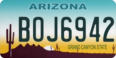 AZ license plate BOJ6942