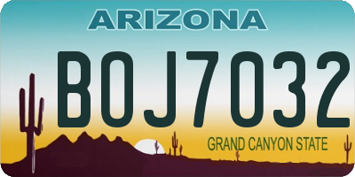 AZ license plate BOJ7032