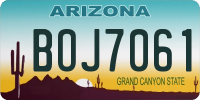 AZ license plate BOJ7061