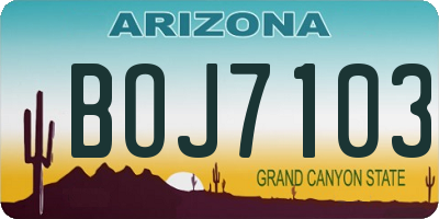 AZ license plate BOJ7103