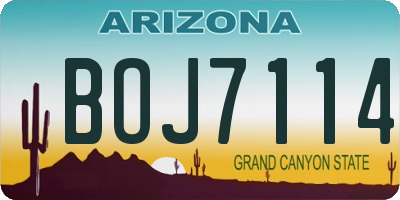 AZ license plate BOJ7114