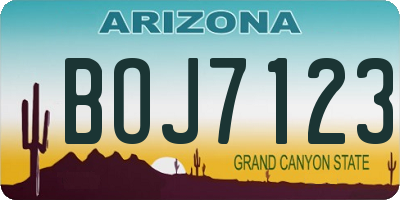 AZ license plate BOJ7123