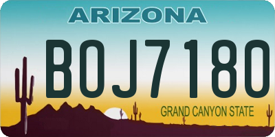 AZ license plate BOJ7180