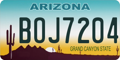 AZ license plate BOJ7204