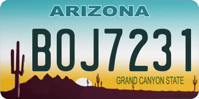 AZ license plate BOJ7231