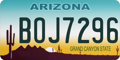AZ license plate BOJ7296