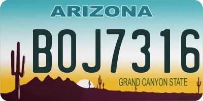 AZ license plate BOJ7316