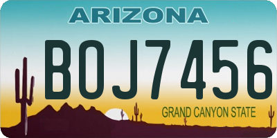 AZ license plate BOJ7456