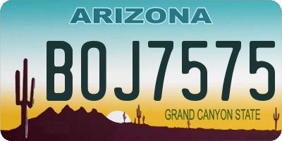 AZ license plate BOJ7575