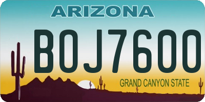 AZ license plate BOJ7600